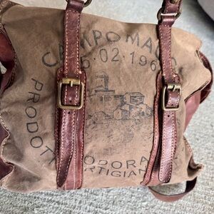 Campomaggi Canvas
Leather Crossbody Messenger Bag Made in Italy Teodorano